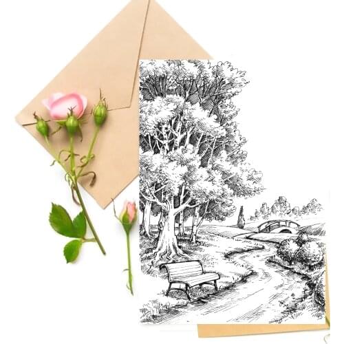 Lush Tree / Chair / Path Clear Stamps For DIY Scrapbooking Card Making Silicone Stamps Fun Decoration Supplies