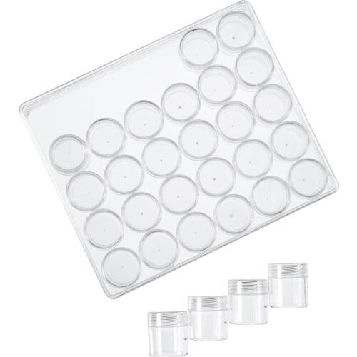 1 Set Clear Plastic Bead Container Box 30 Compartments Small Round Container Jars Jewelry Display Box Storage Case Organizer
