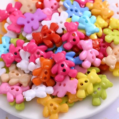 50Pcs Cartoon Bear Shape Resin Buttons For Baby Kids Clothes 2 Holes Sewing Buttons Scrapbooking Garment DIY Apparel Accessories
