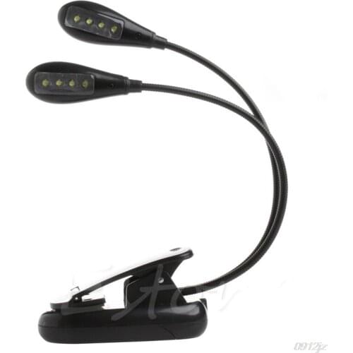 Clip-on Adjustable Dual Arm 8 LED Piano Music Stand Book Light Reading Lamp C90A New Drop ship
