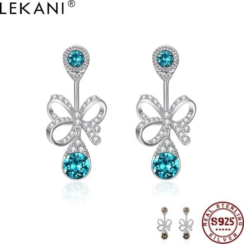 LEKANI Earring For Women 925 Sterling Silver Crystal Butterfly Popular Jewelry Party Send Girlfriend Birthday Gift Hot Sale 2021