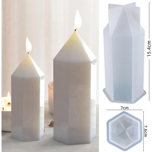 Hexagonal Cone Cylinder Candle Silicone Molds for Diy Handmade Uv Epoxy Crystal Dried Flowers Show Crafts for Resin Mould