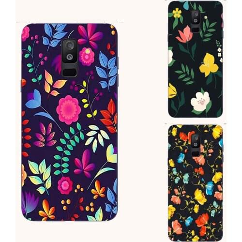 Flower butterfly cat silicone phone case For Samsung Galaxy S8 S9 A6 A7 A8 A9 Plus 2018 A750F Colorful floral leaves phone cover