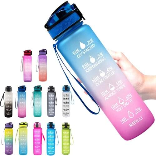 Sport Water Bottles 1L Portable Gym Anti-fall Leak-proof Large Capacity Fitness Kettle Tritan Plastic Waterbottle