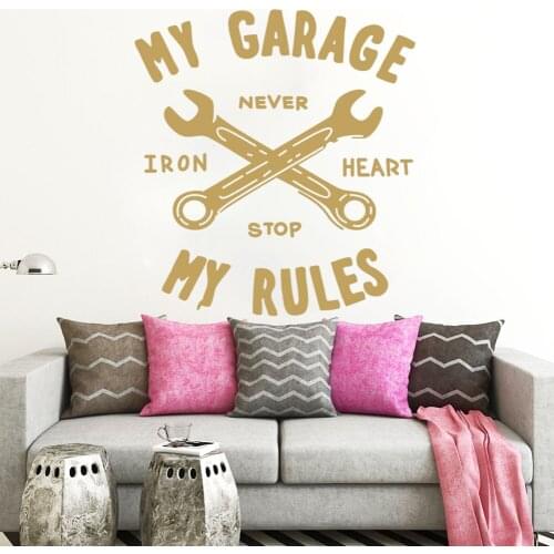 My Garage My Rules Quote Vinyl Wall Sticker Home Garage Decor Car Repair Sign Wall Sticker Removable Garage Decor Decals RU407