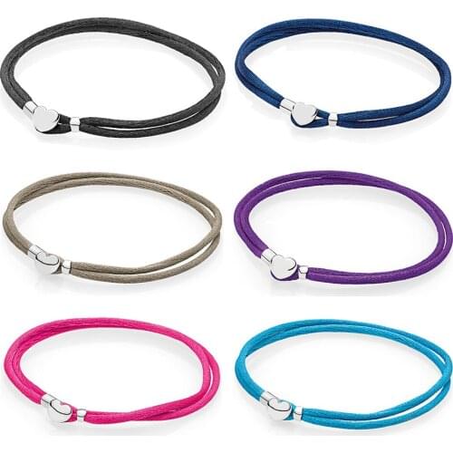 High Quality S925 Sterling Silver Fashion Couple Heart Shaped Hand Strap (Multiple Colors) DIY Gift Jewelry Factory Direct