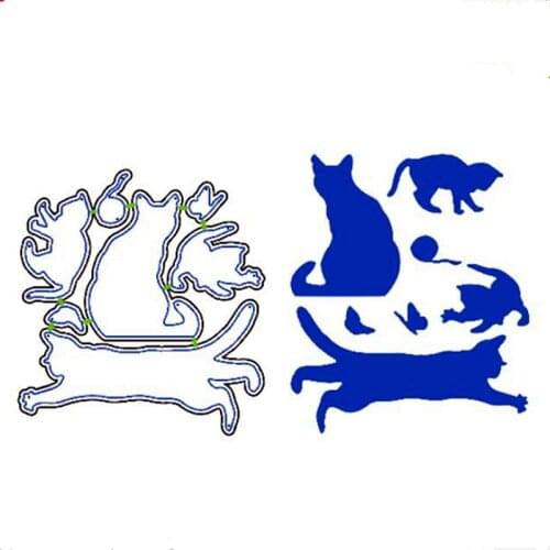 YLCD1166 Playing Cats Metal Cutting Dies For Scrapbooking Stencils DIY Album Cards Decoration Embossing Folder Die Cuts New