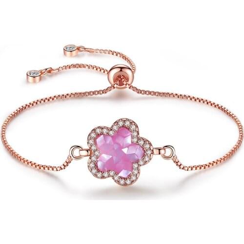 Charm Plum Blossom Flower Bracelet for Women with Zircon Crystal Adjustable Bracelet Girl Birthday Gift Luxury Jewelry