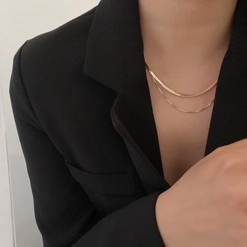 2021 New Chain Necklace For Women Gothic Style Gold Color Double Layer Choker Necklace Simple Fashion Jewelry Collar