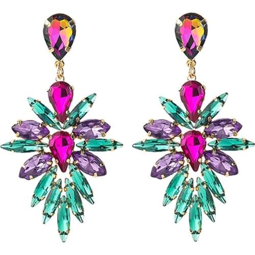 ZHINI New Ethnic Long Earrings for Women Simple Punk Color Crystal Dangle Earring Wedding Rhinestone Jewelry 2021 brincos