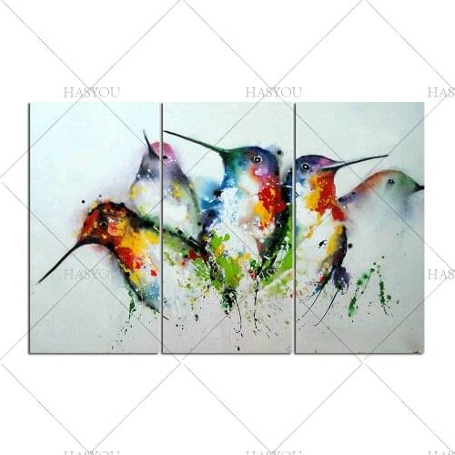 Hand Painted blue red bird Oil Painting on Canvas animal Picture Abstract Color Wall Art for Living Room Decor Modern Painting