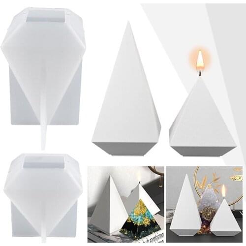 1Pcs Ring Holder Cone Resin Mold DIY Hexagonal Pyramid Silicone Candle Molds For Resin Casting Soap Aromatherapy Candle