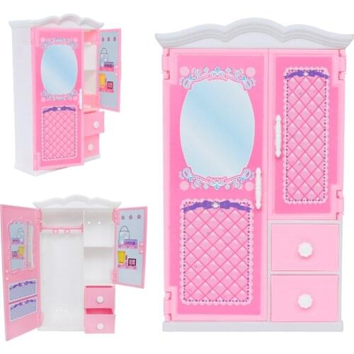 1 Pcs High Quality Pink Wardrobe Plastic Mini Dollhouse Bedroom 1:6 Cute Furniture For Barbie Doll Accessories Kid Toy