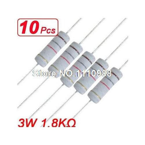 10 Pcs 3W 500V 1.8K Ohm 1K8 Axial Lead Metal Oxide Film Resistors