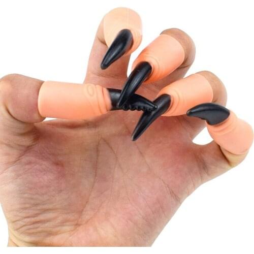 10pcs Halloween Fake Black Witch Ghost Finger Nail Zombie Halloween Scary Cosplay Fancy Dress Costume Makeup DIY Funny toys