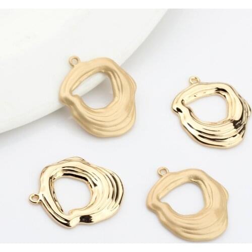 10pcs/lot Zinc Alloy Matte Golden Geometric Water Ripple Charms Pendant for DIY jewelry making Finding Accessories