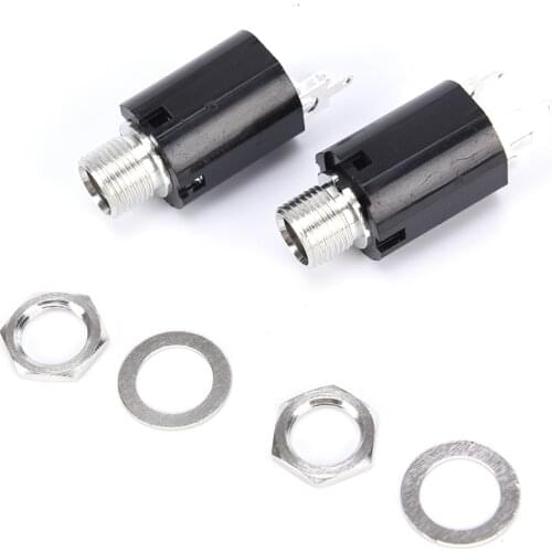 2 Pcs Guitar Endpin Jack 6.35 Input For Any Guitar EQ Pickup Output Black 6.35 MM