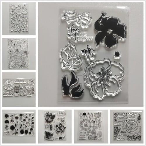 26 Styles) 2021 Rose Flowers Clear Stamps DIY Scrapbooking Craft Supplies Silicon Seal Card Photo Album Lace ink pad Stamping