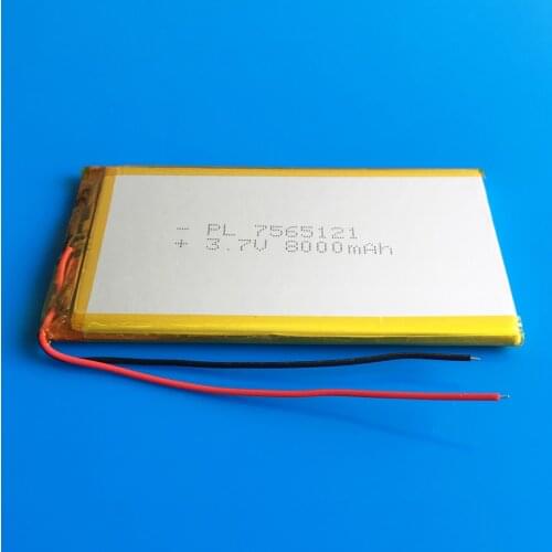 3.7V 8000mAh high capacity rechargeable battery 7565121 lipo polymer lithium li-ion battery for power bank tablet PC laptop PAD