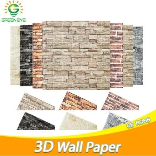 3D Wall Stickers 70*77cm 3D Brick stone pattern Self-Adhesive Wall paper Waterproof DIY 3D Brick Stone Wall Papers for Kids Room