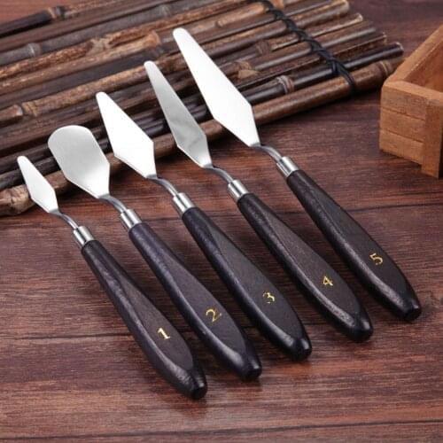 5pcs Painting Knife Spatula Palette Stainless Steel Arts Drawing Blades Kits Gouache Paint Craft Supplies for Artist Canvas