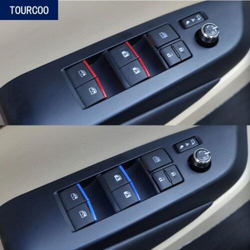 7 Pcs Car Styling Window Lift Switch Button Decor Sticker for Toyota RAV4 2020 Car Interior Modification Accessories