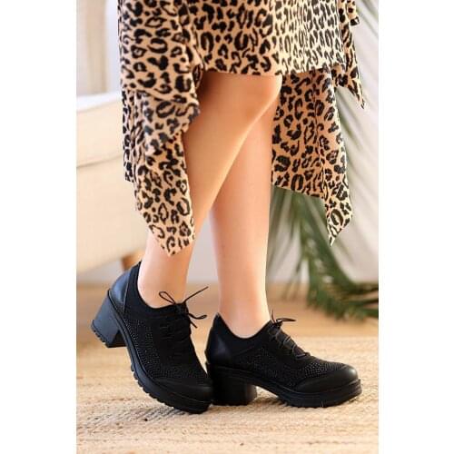 A2530-20Siyah Pink Potin Black Women Shoes A2530-20