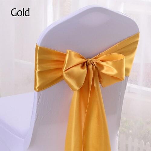 Wedding Satin Chair Sashes Party Chairs Bands Gold Pink Chair Knot Cover Decoration Chairs Bow For Chair Decoration Banquet