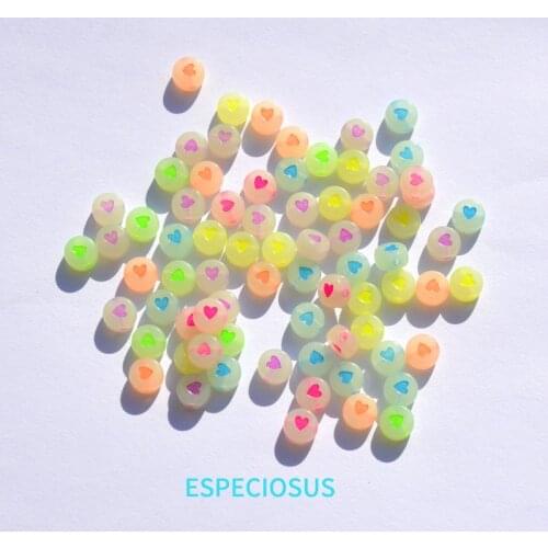 DIY jewelry Accessories Handwork Findings Heart Painted Acrylic Beads 7MM Spacer Fluorencent Color Bracelet Making Departments