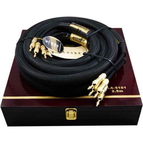 Choseal LA-5101 6N OCC Audiophile HIFI Speaker Cable 24K gold-plated banana plug Top level Speaker Cable Top class cable 2.5m
