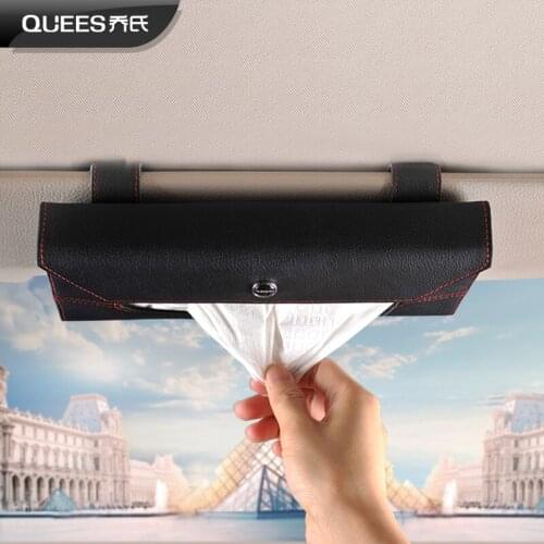 QUEES Car Tissue Box Hanging on Sunshade Tissue Organizer Clip Sunshade