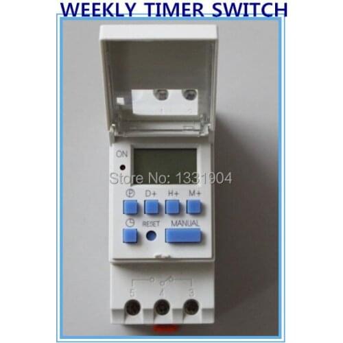 Free shipping THC15A Digital LCD Din rail Weekly Programmable Timer AC 220V Time switch