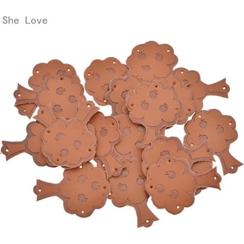 Chzimade 20PCs Handmade Tree PU Leather Garment Labels For Jeans Bags Sewing Household Accessories