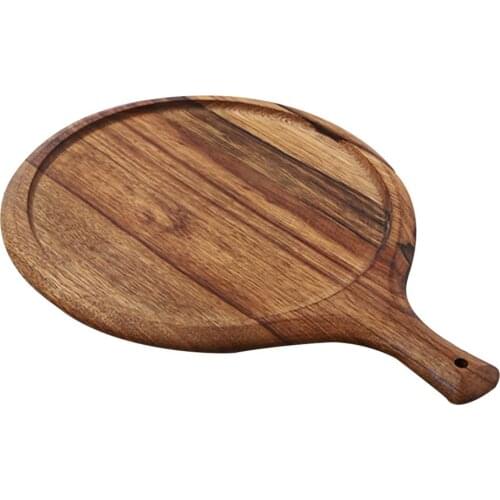 Wooden Pizza Tray Round Pizza Board With Handle Pizza Stone Baking Tray Cutting Board Platter Cake Bakeware Kitchen Baking Tools