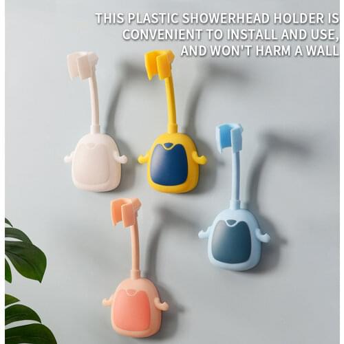 Punch-free Showerhead Holder Bathroom Plastic Shower Head Bracket Adjustable Shower Sprayer Wall Mount Showerhead Holder