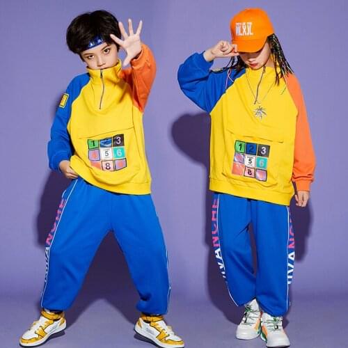 Children Hip-Hop Dance Clothes For Kids Long Sleeved Cargo Pants Jazz Dance Costumes Catwalk Stage Outfits Rave Clothes DQS7859