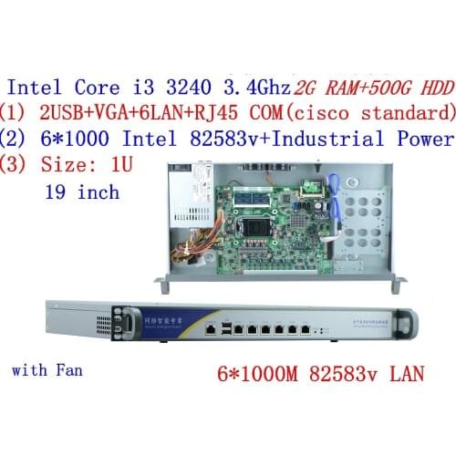 Intel CORE I3 3240 3.4Ghz 1U personal vpn Firewall with 6* intel 1000M 82583V Gigabit LAN Mikrotik ROS etc 2G RAM 500G HDD
