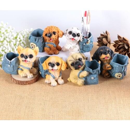 Creative Dog Pen Holder Decoration Ornaments Bag Puppy Potted Office Student Desk Personalized Storage Box Household Products