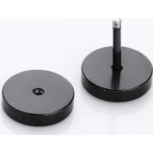 Men Cool Punk Round Black Stainless Steel Ear Stud Piercing Earrings 3mm - 14mm Hot Sale For Women