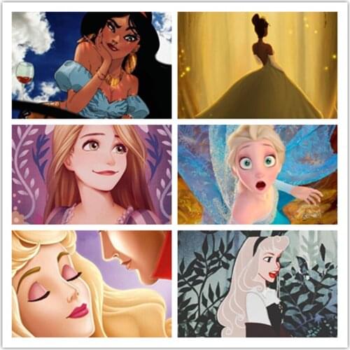 Disney 5D DIY Diamond Painting Aisha Anna Rapunze Round Diamond Embroidery Kit Exquisite Home Artifact Decoration Gift