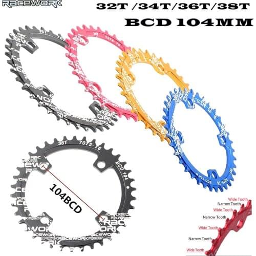 Single 1 speed system Narrow Wide chainring 104 BCD ROUND 32T 34T 36T 38T for MTB 11s 10s 9s 1*11 Crankset Chainwheel Ring