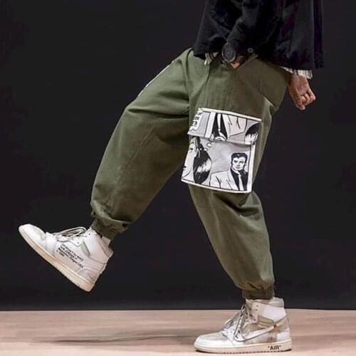 Men Women Autumn Casual Pants Loose Students Harajuku Korean Version Elastic Waist Large Size Harlan Beam Overall Pants Tide