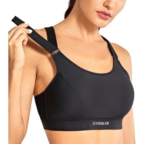 Wirefree Front Adjustable High Impact Sports Bras for Women Plus Size Padded Bras