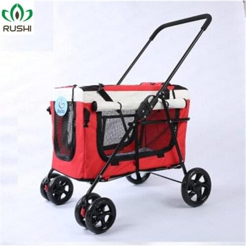 Luxury Portable Folding Pet Stroller Dog Cat Stroller Outdoor Windproof Car Stroller Light Bike Bag Separated Dog