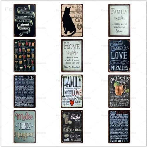 Family Rule Tin Sign Plaque Metal Painting Vintage Wall Poster Art Bar Garage Home Decoration Metal Plate 30X20CM
