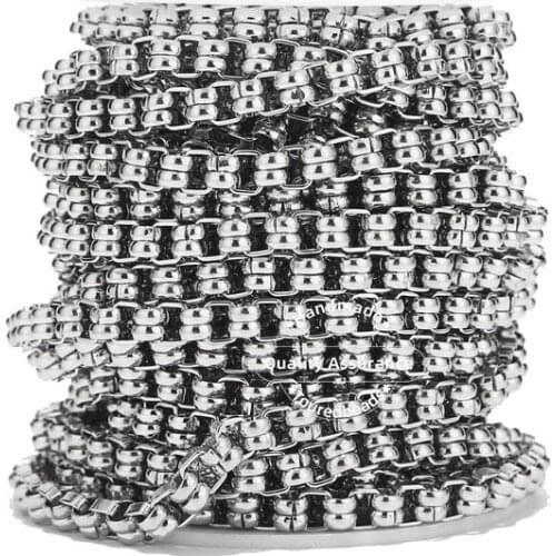1 Meter Stainless Steel Heavy Box Link Chain Circle Chunky Chains for Men Jewelry Making