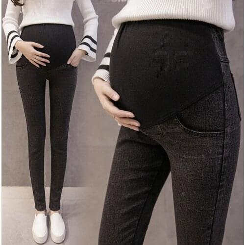 Spring Autumn Pregnant Women Pants Maternity Jeans Ripped Denim Abdominal Adjustable Pencil Long Trousers Pregnant Pants
