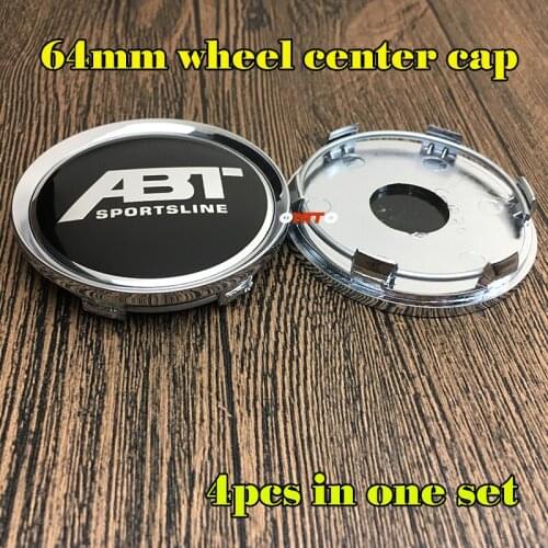 High Quality 4PCS/SET BLACK ABT SPORT LINE logo Emblem 64MM Wheel Center Cap Covers Rim Badge Wheel Hubcap Car Decoration