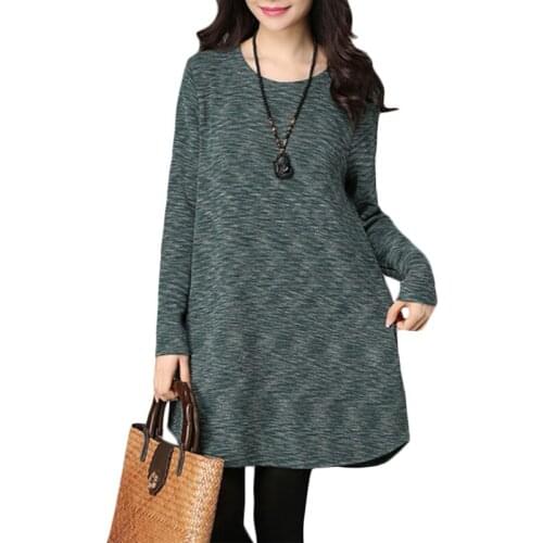 Long sleeve Plus size Tops T-Shirt Autumn Women O-neck Loose Oversized Long T shirts Womens Fashion Pullover Basic Tees F175