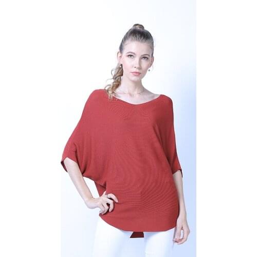 2021 New Summer Fashion Loose Thin Pullovers For Women V-Neck Solid Sweater Ladies Plus Size Batwing Sleeves Blouses